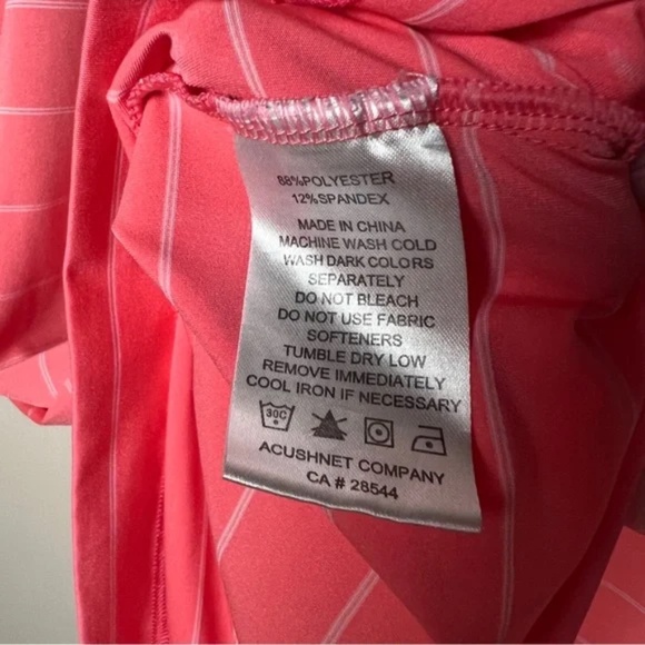 FootJoy Men's Pink/Salmon and white Striped Golf Polo Shirt size large - Picture 7 of 8